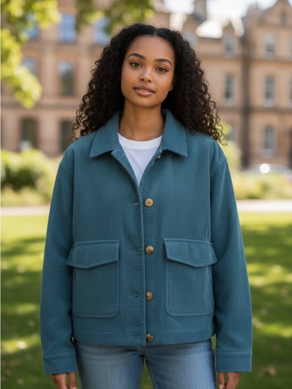 Anthropologie Avec Les Filles Women's Blue Corduroy Blazer Jacket Size Medium